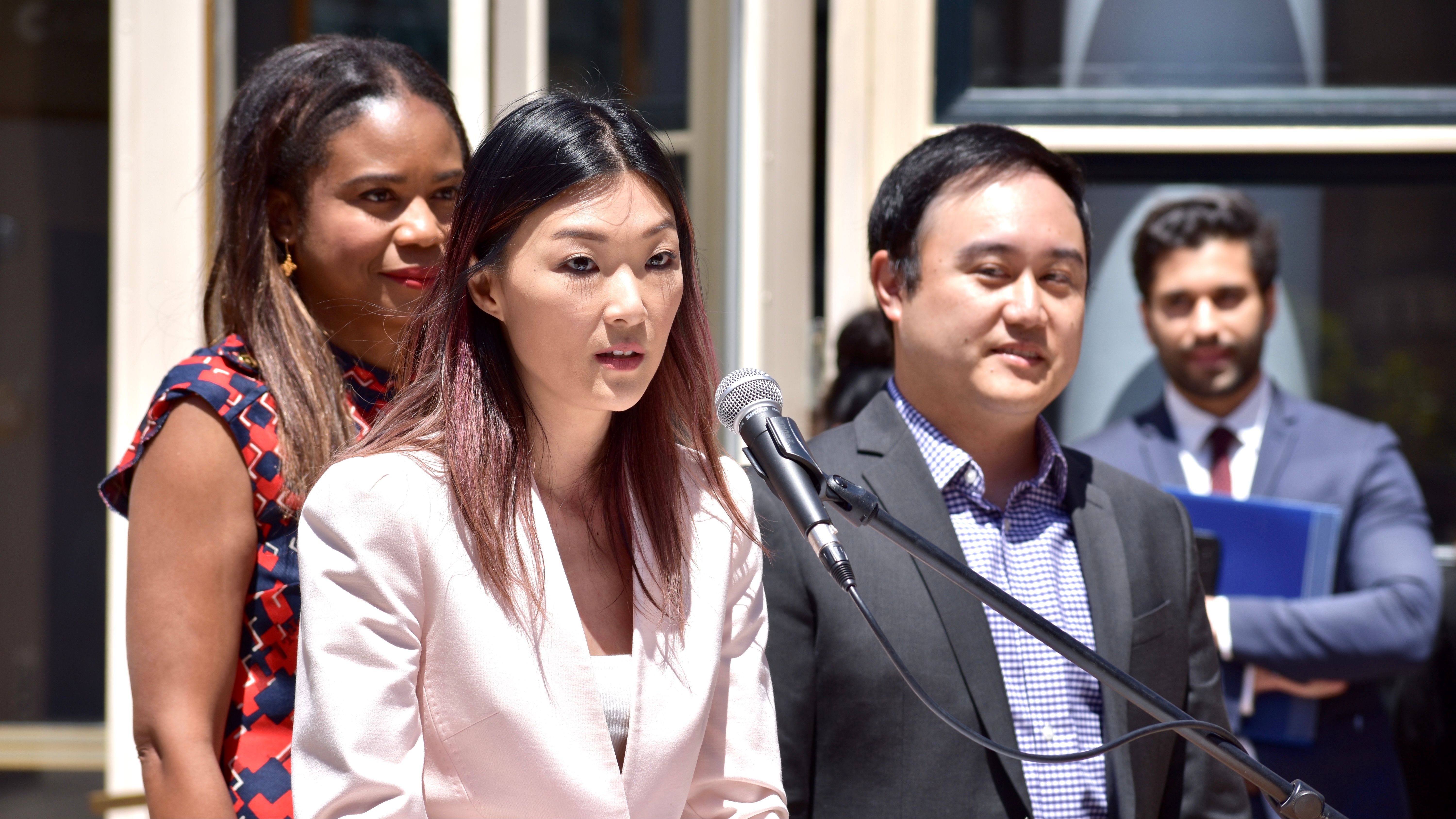 Gloria Li (center), who is a first generation immigrant from Hong Kong, is nominated by Mayor London Breed to serve on the SFMTA Board of Directors. Photo by Portia Li