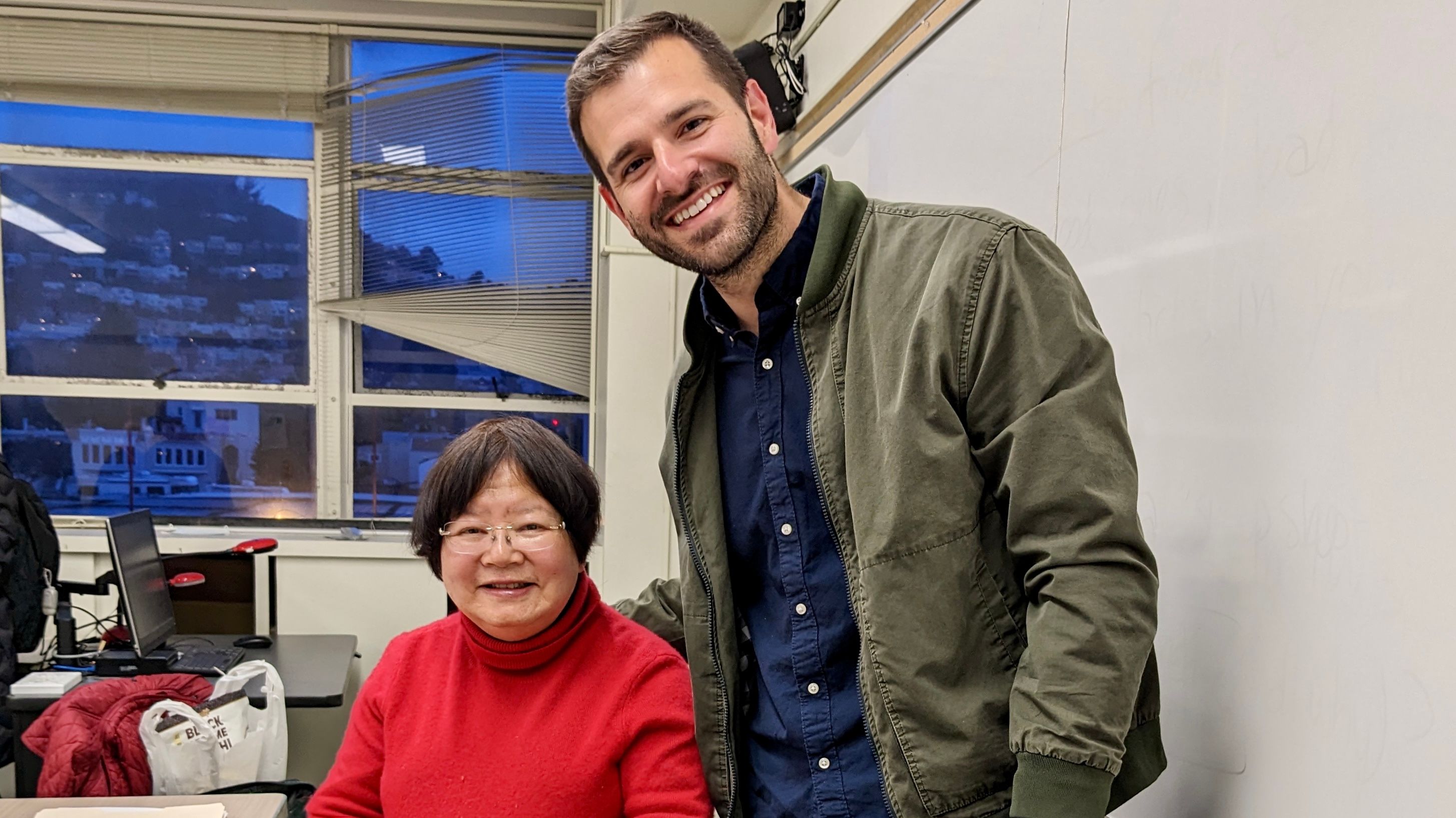 Danny Sauter (right) has taken Cantonese classes at the City College for five years. Grace Yu is Sauter’s Cantonese teacher at City College. Courtesy Dany Sauter