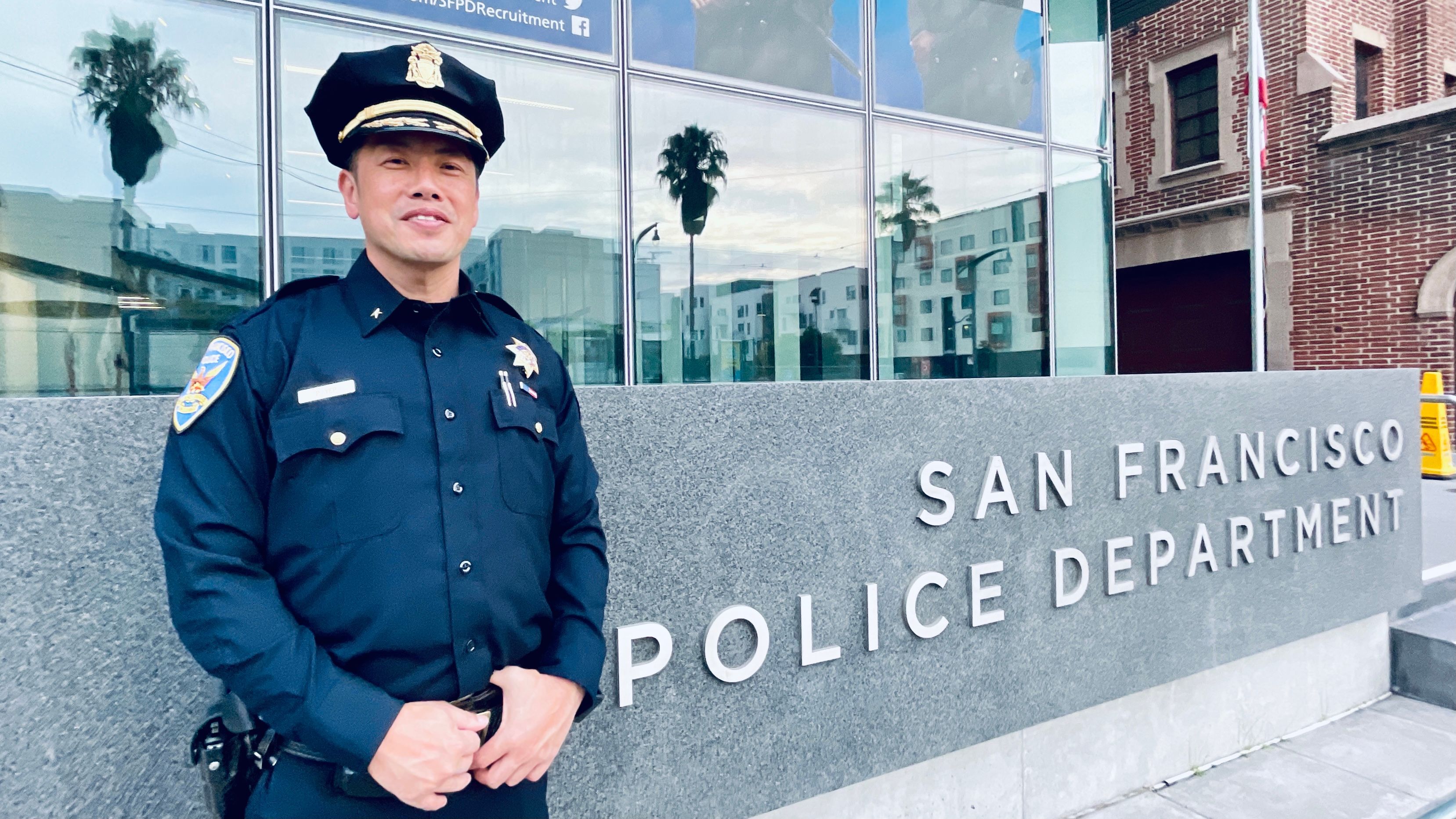 Paul Yep officially begins his new duty as a Police Commander. Photo by Portia Li