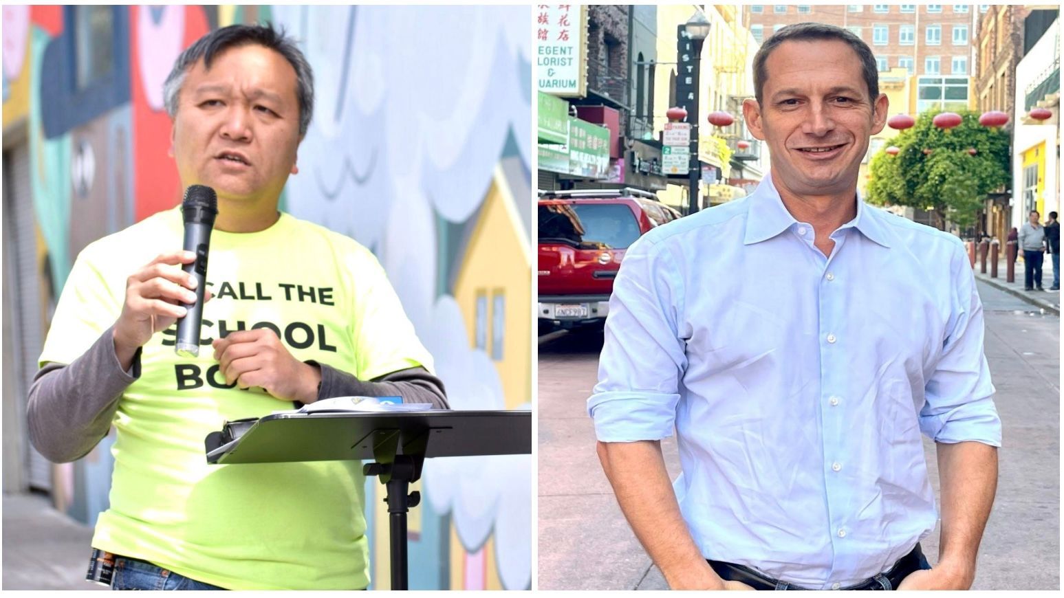 Kit Lam (left photo), who was a volunteer in political campaigns since 2021, has changed his career path as a political consultant for mayoral candidate Daniel Lurie (right photo). Photos by Portia Li