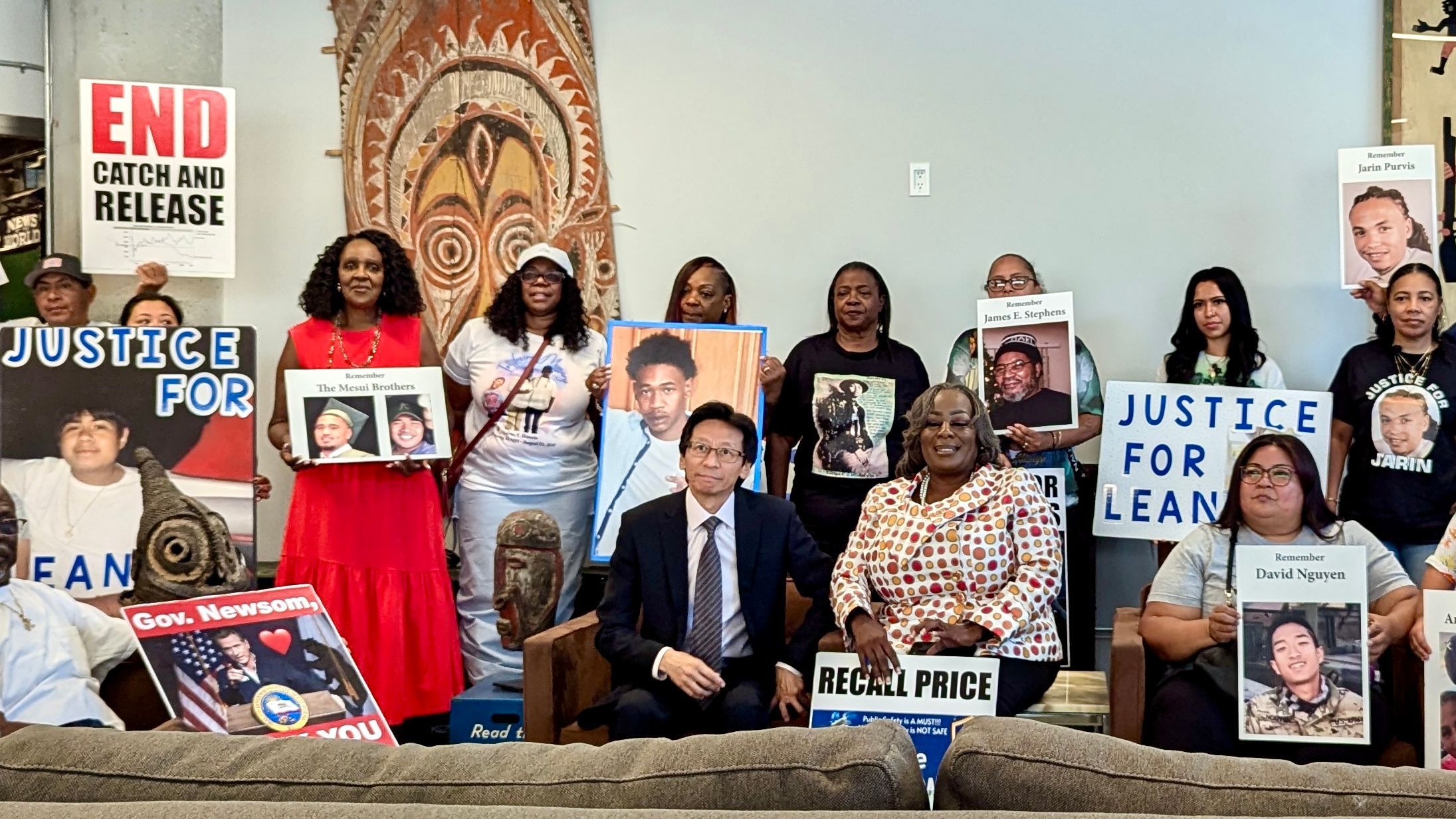 Supporters of the Recall District Attorney Pamela Price campaign gather at a press conference to announce the endorsements by all police unions in Alameda County.  Courtesy Carl Chan