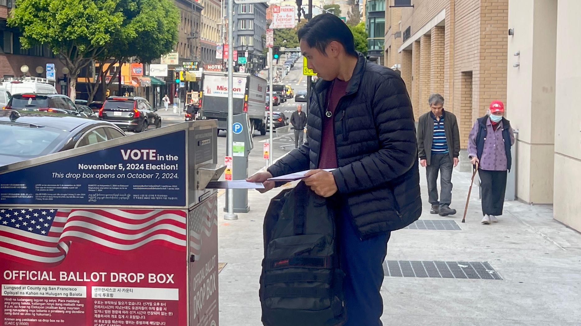 A voter casts his vote at a ballot drop box for the November 2024 election. Wind Newspaper photo