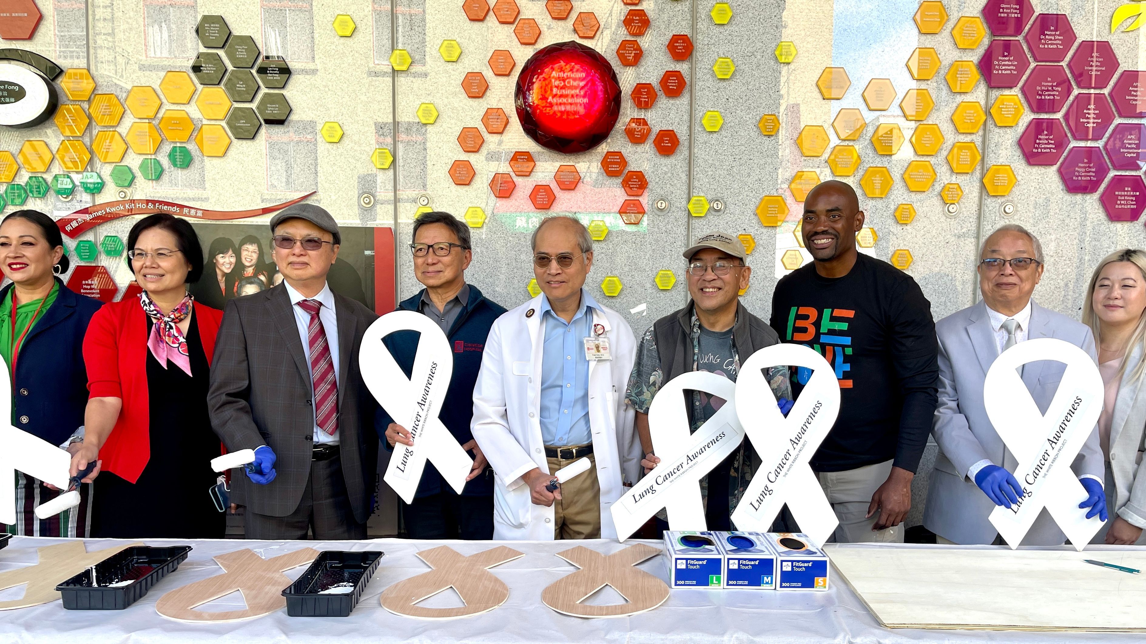 Chinese Hospital hosts a ceremony to announces the partnership with the White Ribbon Project to raise awareness of lung cancer in the Chinese community. Photo by Portia Li