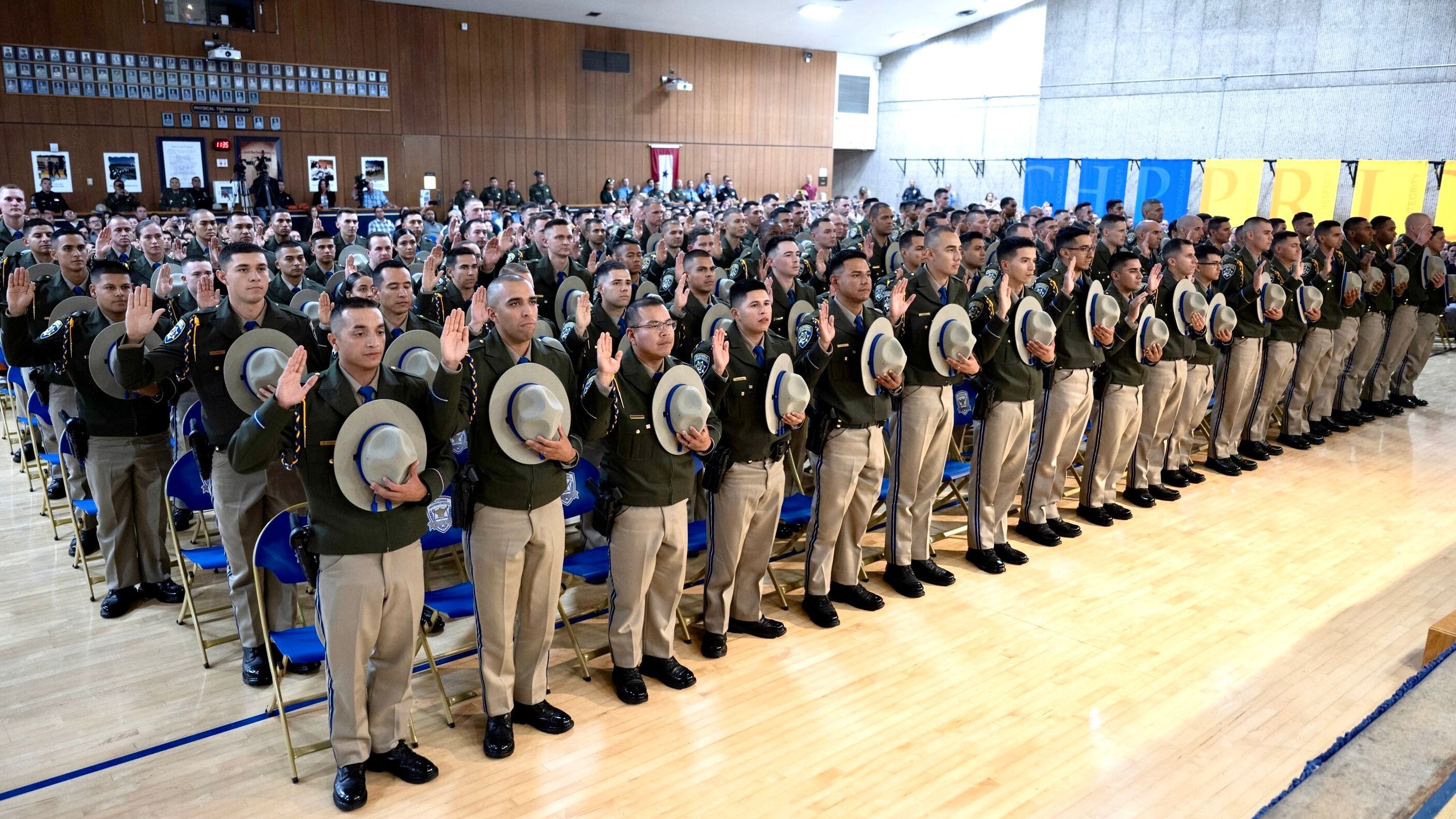 112 new CHP officers are sworn in on September 1 at Sacramento. Courtesy Governor’s Office