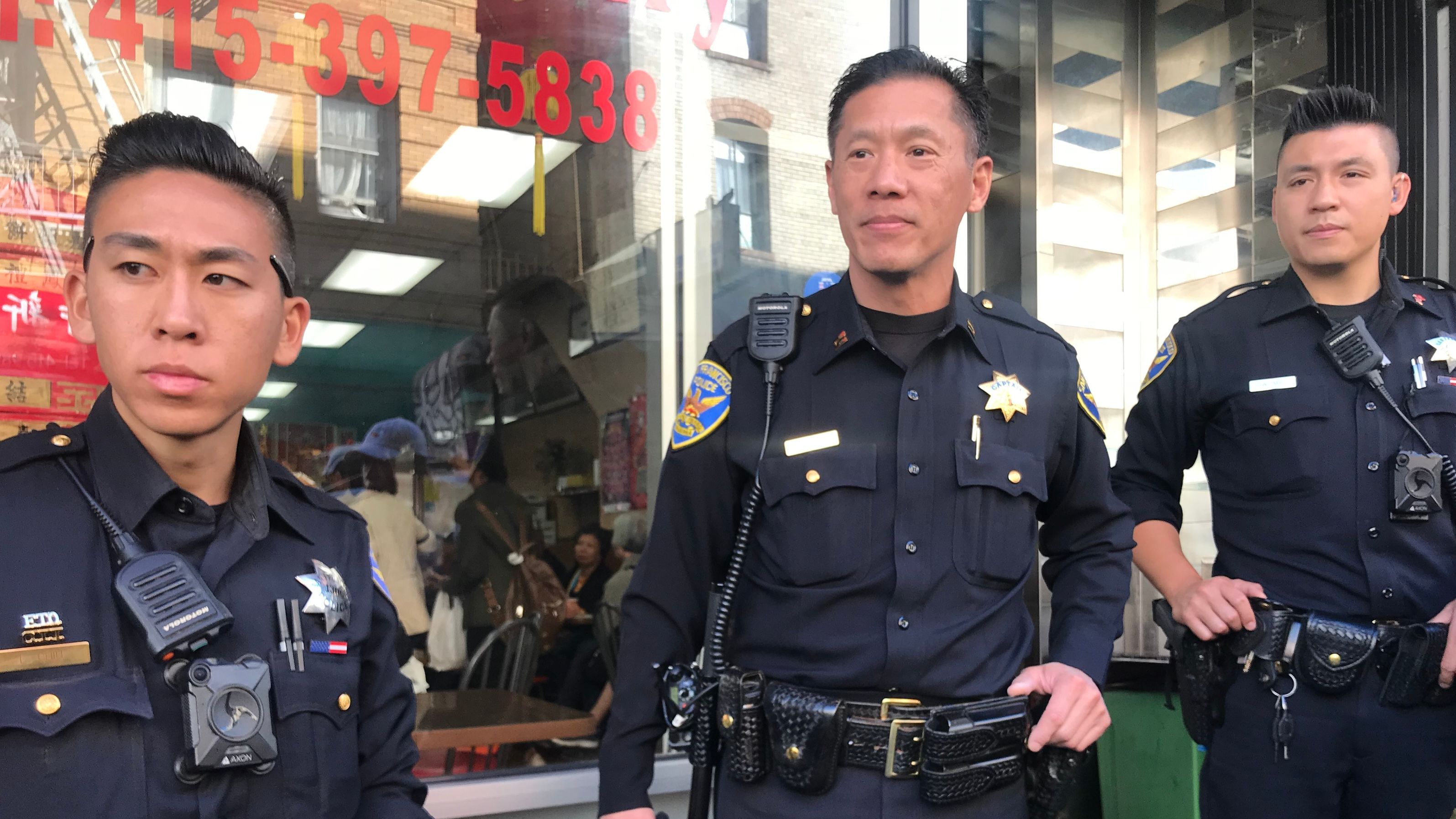 Captain Robert Yick (right) will be the commanding officer of Taraval Police Station starting October 15. Photo by Portia Li 2019