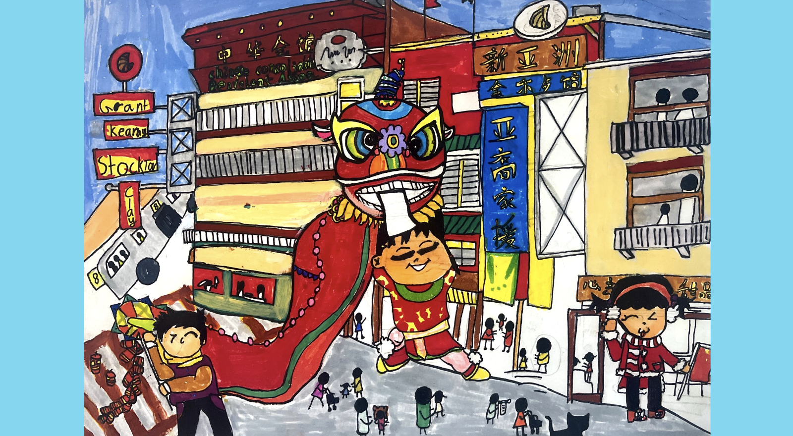 Natalie Yuan's artwork wins the Champion Award at the Chinatown Through Children’s Lens art contest. Photo by Portia Li