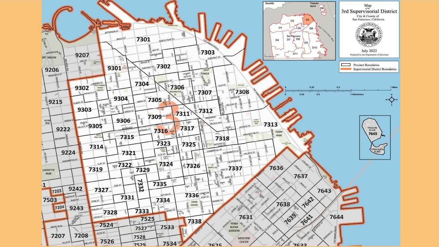 District 3 covers Chinatown, North Beach, Nob Hill, Union Square and Fisherman’s Wharf neighborhoods. Courtesy the SF Department of Elections