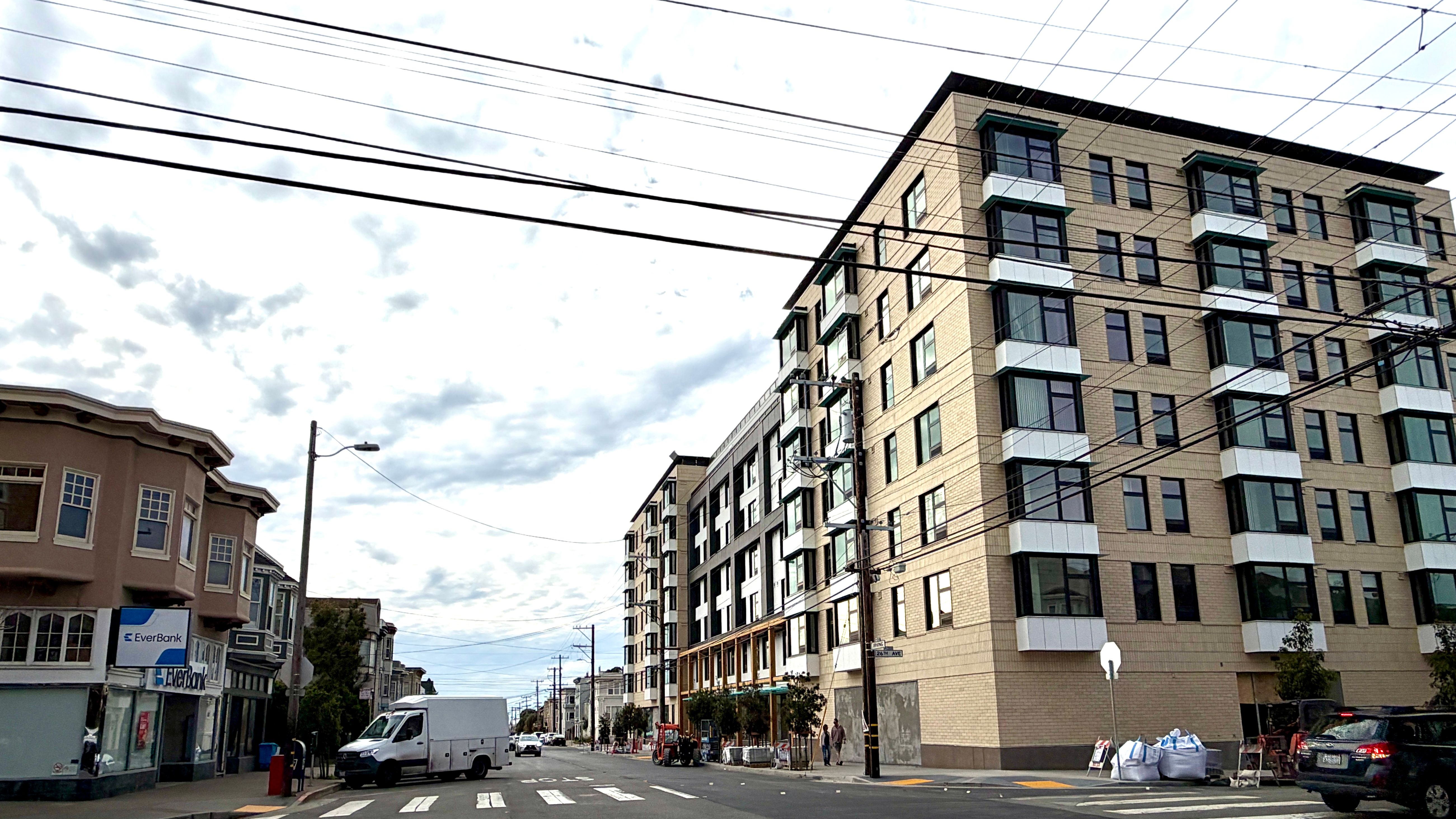 The 2550 Irving Street affordable housing project is almost complete. 300 people will move into the 90-unit apartment building where surrounding neighbors have continuously complained for over 5 years that it is built on a toxic land. Photo by Wind Newspaper