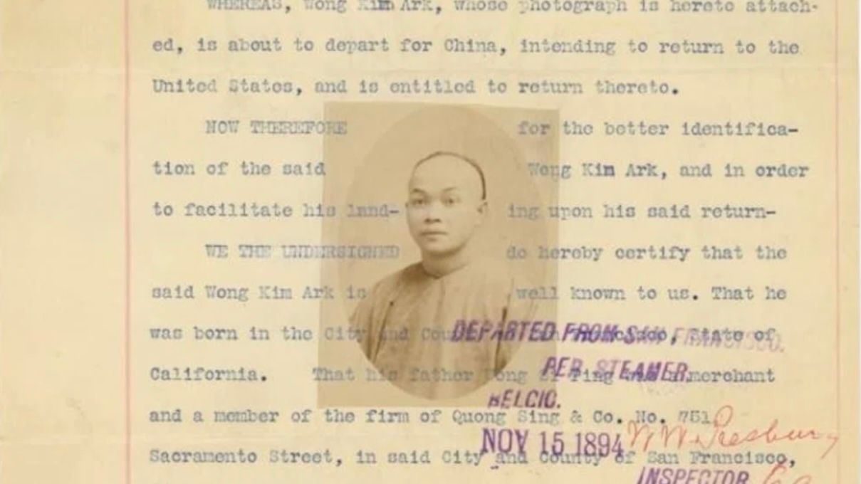 San Francisco-born Wong Kim Ark was denied re-entry to the United States in 1894 from a visit to China. U.S. Supreme Court ruled in favor of Wong on March 28, 1898 for birthright citizenship. Courtesy the National Archives