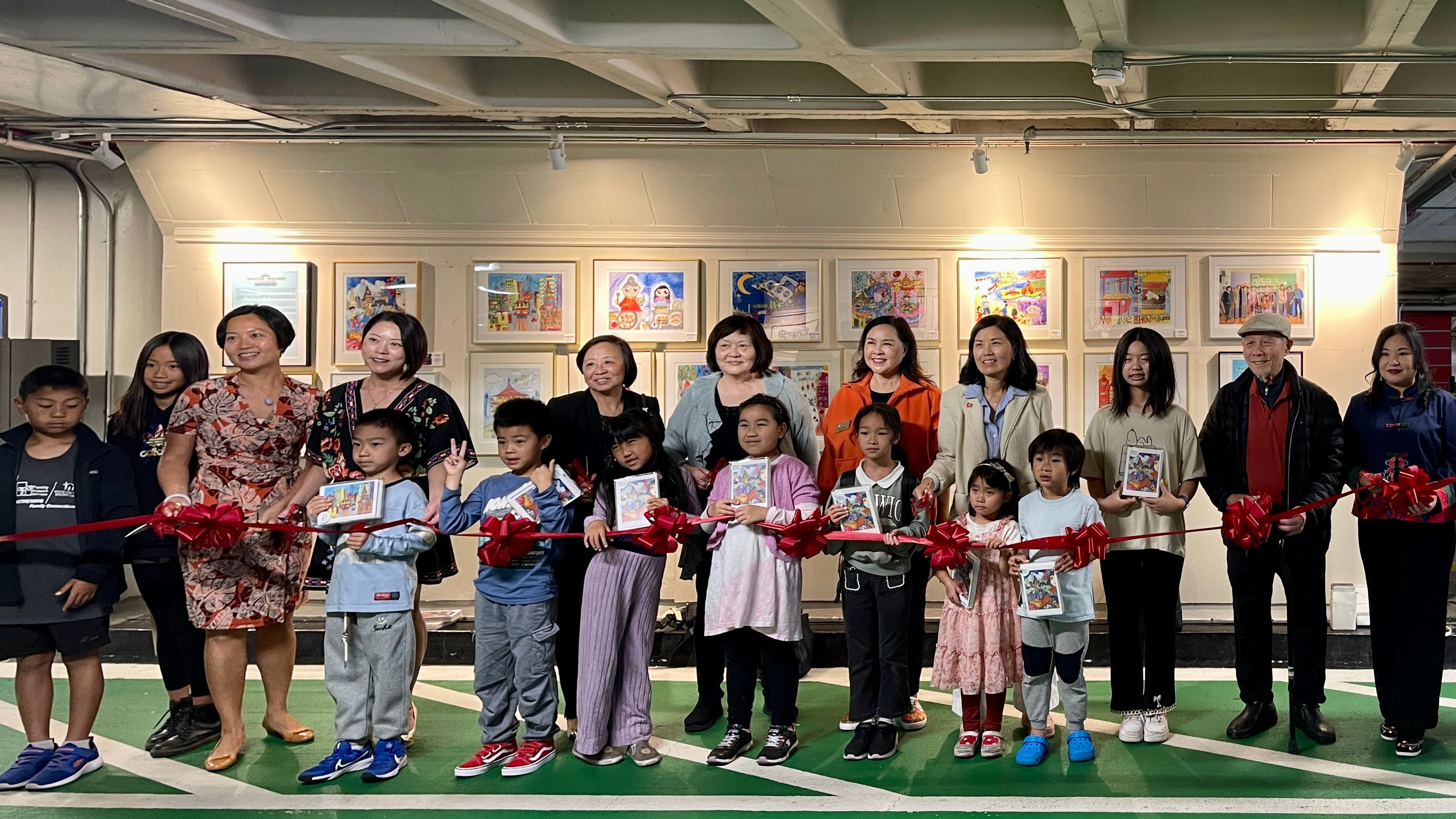 Winning artworks in the 2024 Children’s Art Contest is on view at Chinatown Portsmouth Square Garage Gallery from August to November. The opening ceremony is held on August 3. Photo by Portia Li