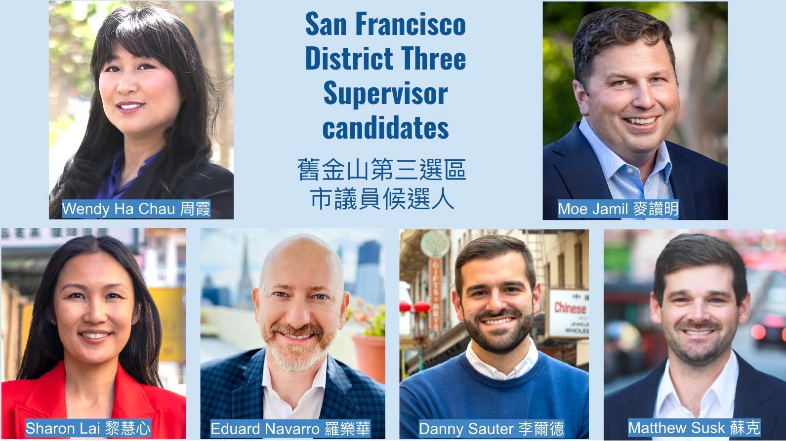 Six candidates run for San Francisco District 3 Supervisor in the November 5 election.