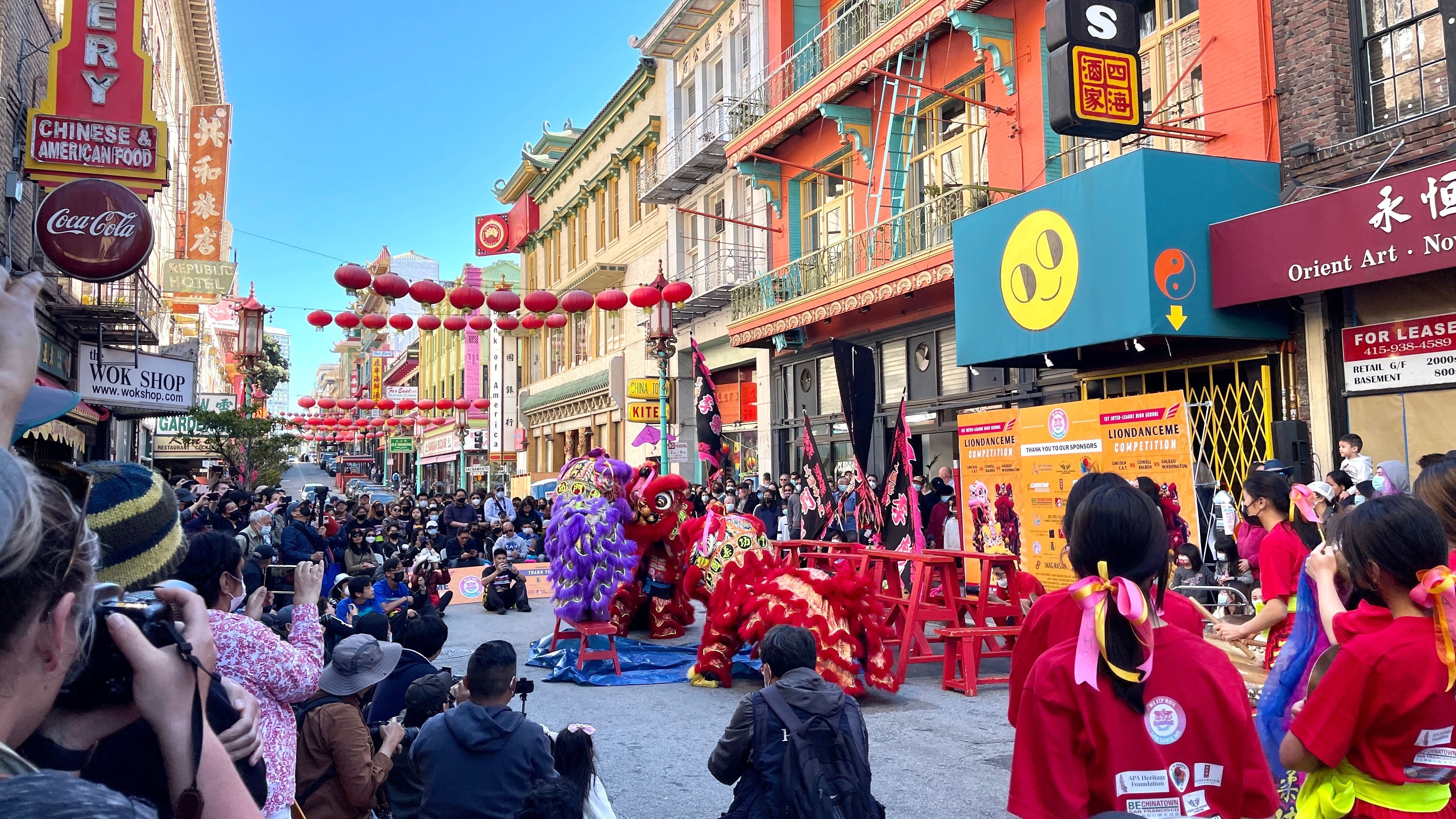 For the past 3 years since the pandemic, LionDanceMe members have performed lion dance on all weekends on Grant Ave. Photo by Portia Li