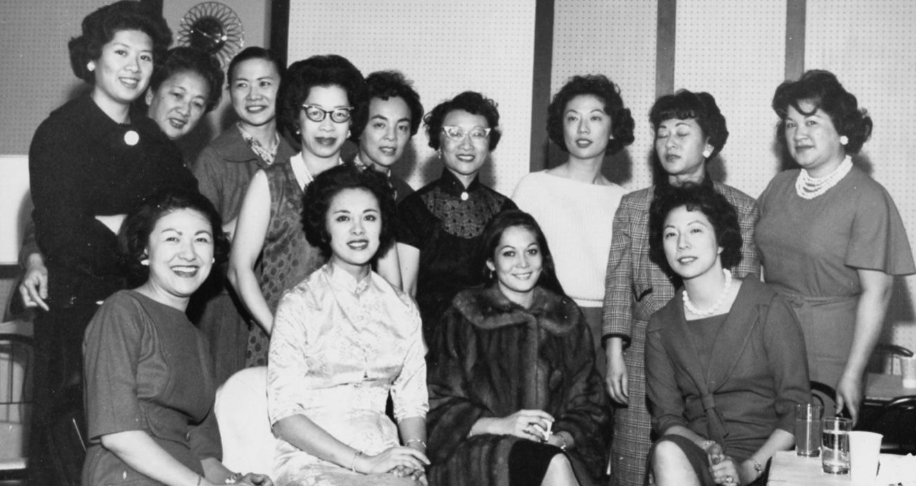 Actress Nancy Kwan (2nd right in front row) joined the Square and Circle Club members at the Chinese New Year Parade in 1961. Courtesy Square & Circle Club