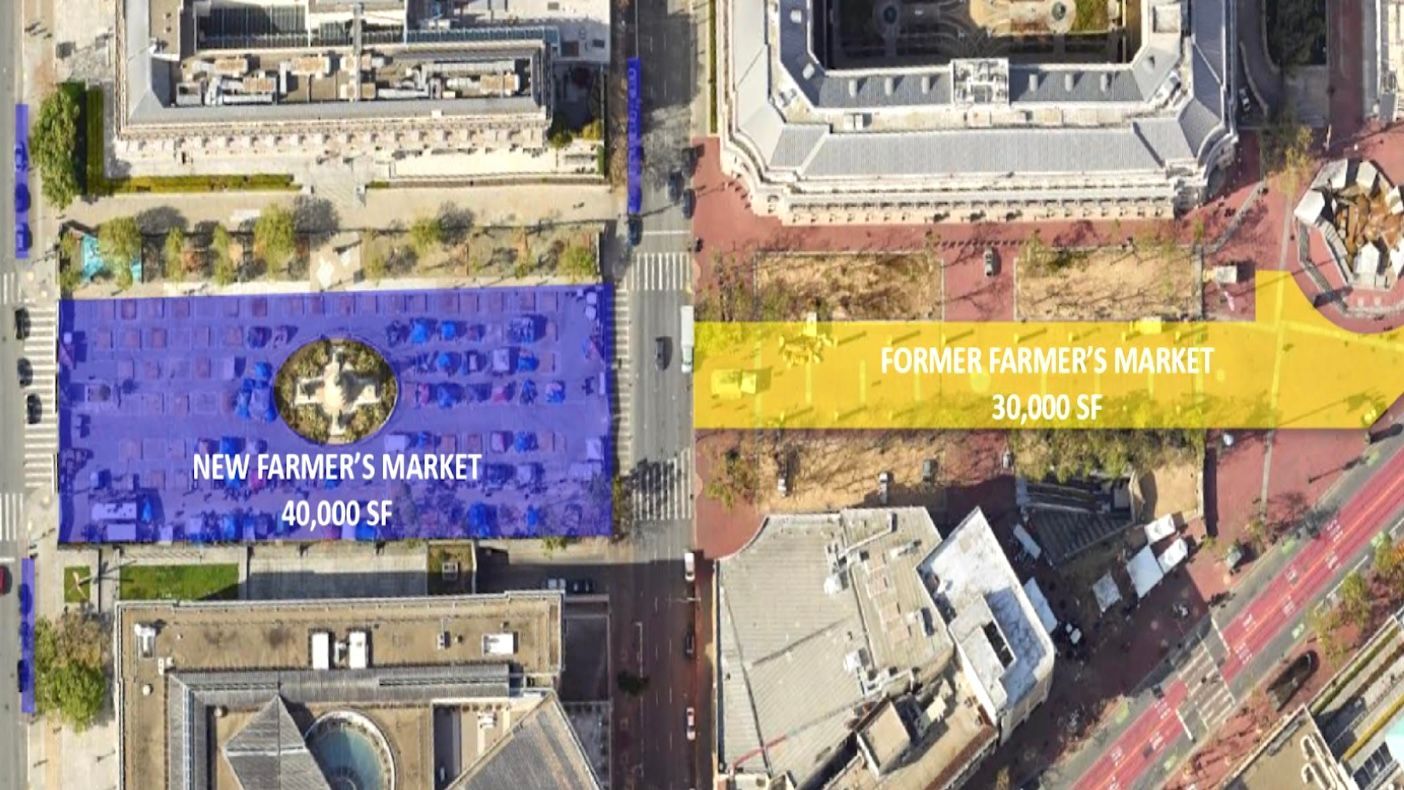 New location’s farmers’ market is bigger than the old location at the United Nations Plaza. Courtesy SF Recreation and Parks Department