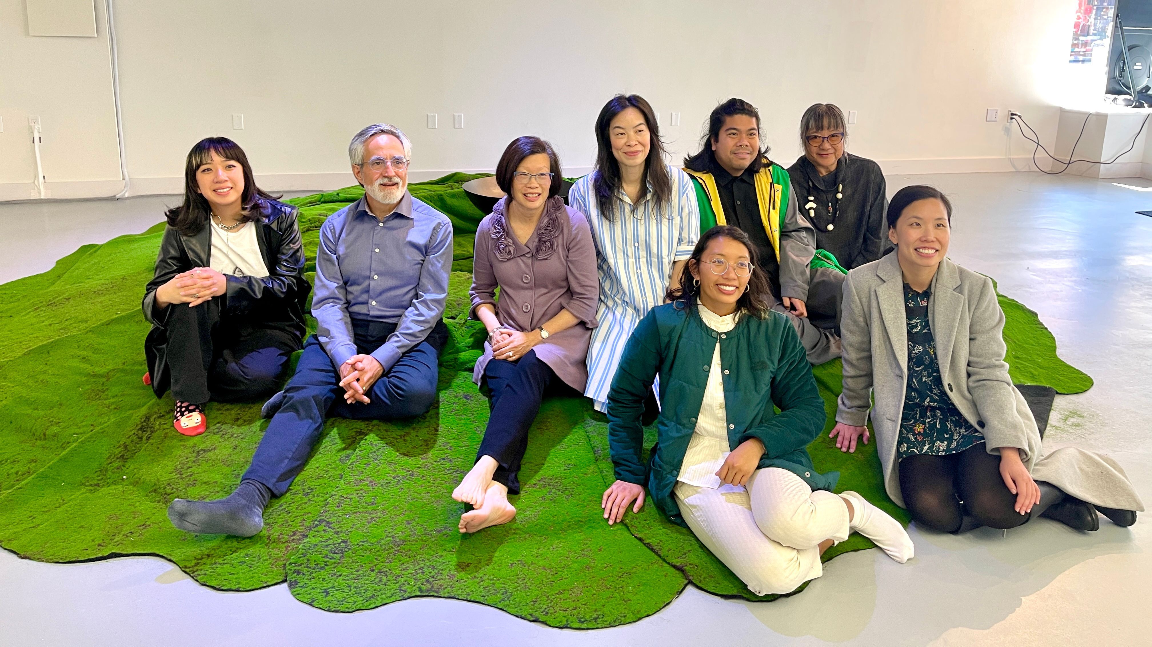 Edge on the Square’s newly-appointed Executive Director Joanne Lee (third from far left), Supervisor Aaron Peskin and artists showcase one of the theme exhibits, Collective Futures, at the upcoming Contemporary Art Festival. Photo by Portia Li