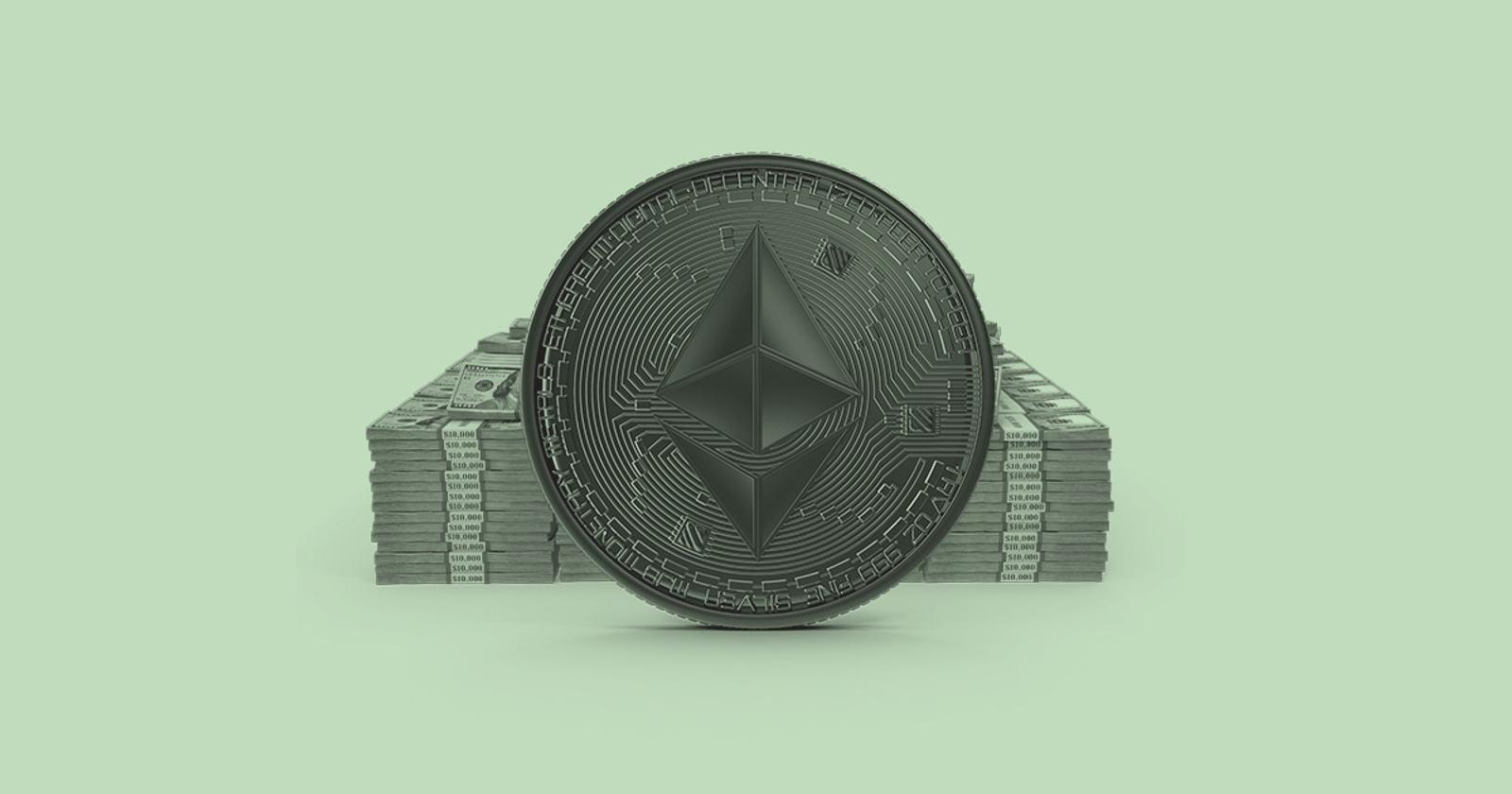 Ethereum on a pile of cash