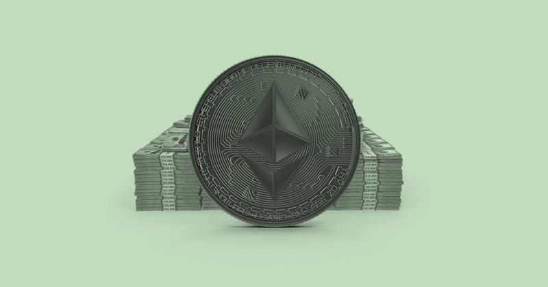 Ethereum on a pile of cash