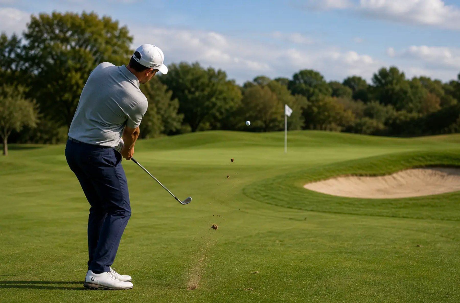 golfer Hitting Wedge into green