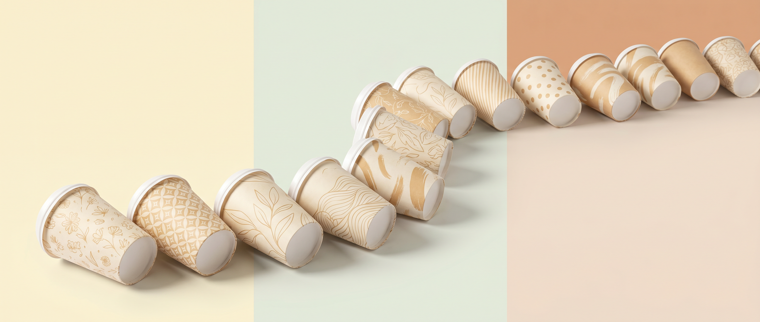 Set of wooden spools with different finishes on a gradient background