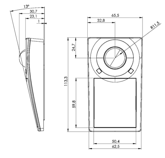 Illumra E9T-MCS Motion Detector & Illumination Sensor Dimensions