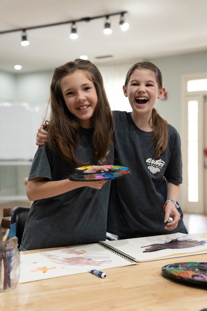 Students painting together