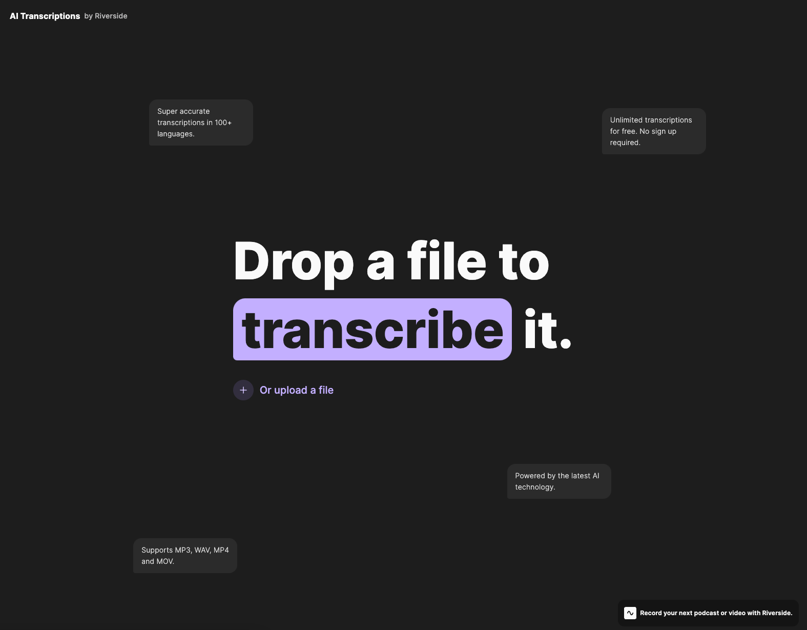 AI Transcription by Riverside
