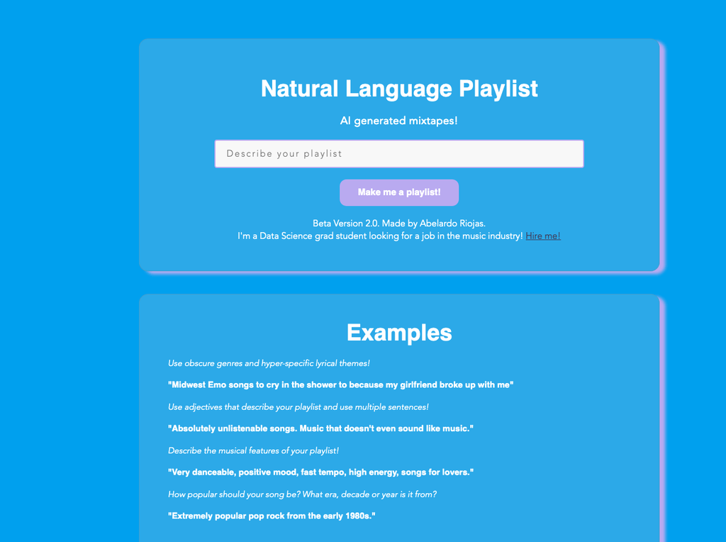 Natural Language Playlist