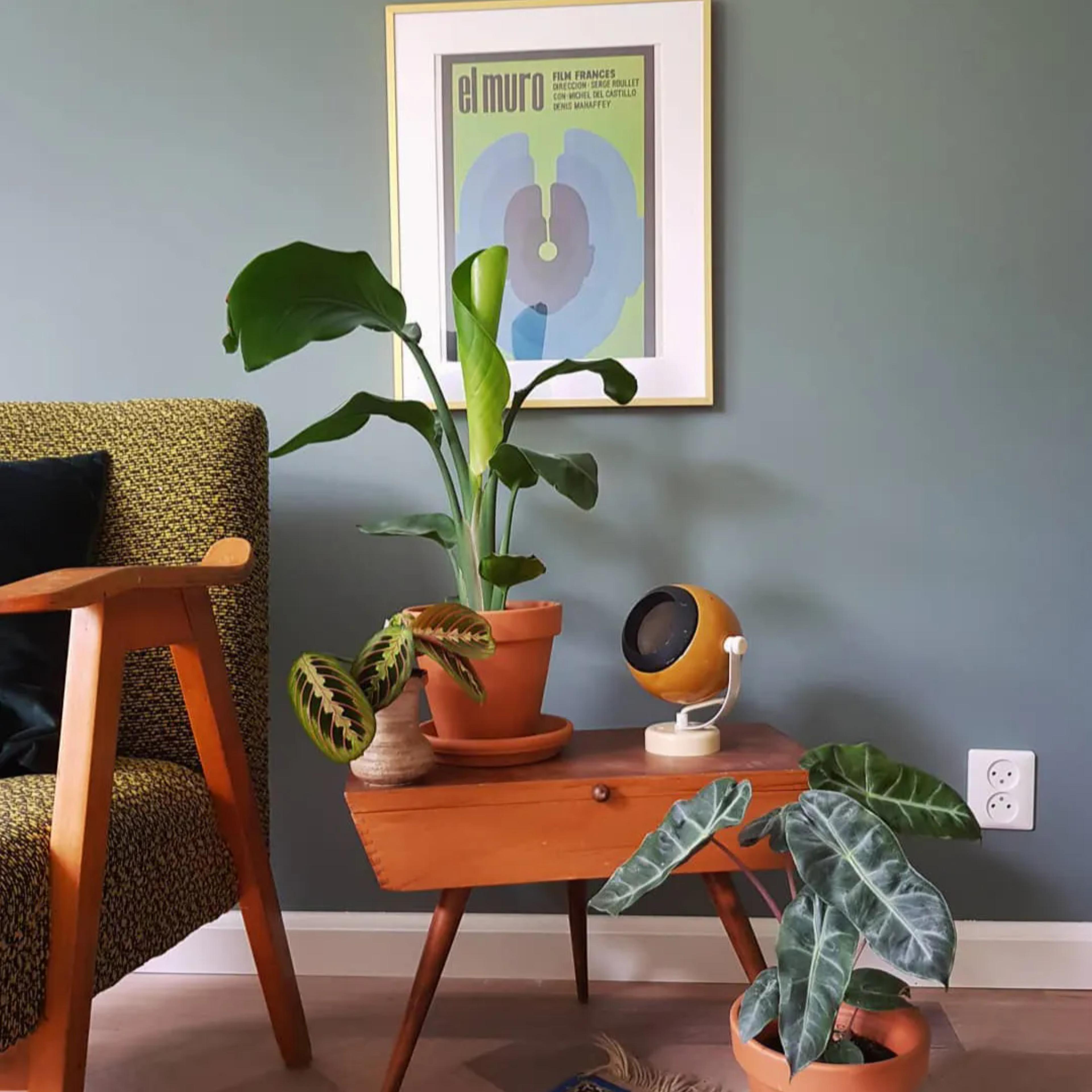 table-de-nuit-en-bois-fauteuil-rétro