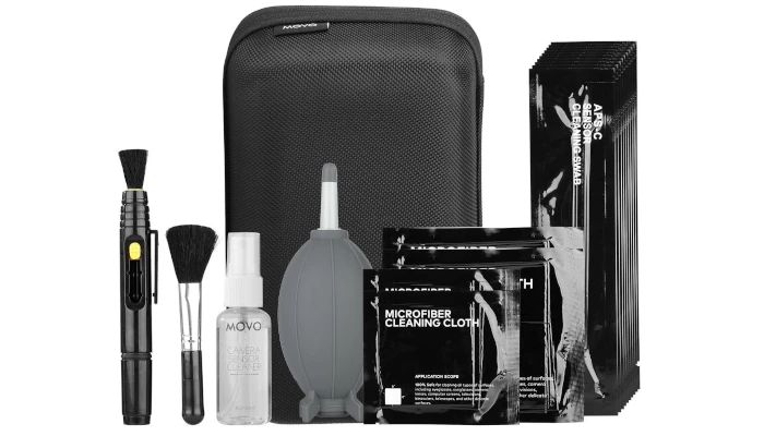 Kit de limpeza de câmera DSLR Movo Deluxe Essentials com 10 cotonetes de limpeza APS-C