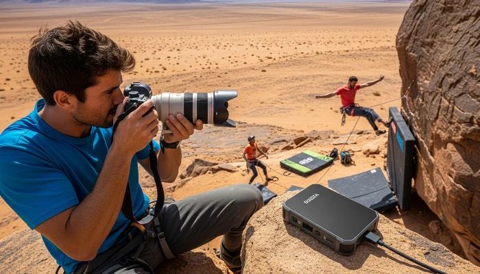 rafa fotografando esportes radicais com hd externo