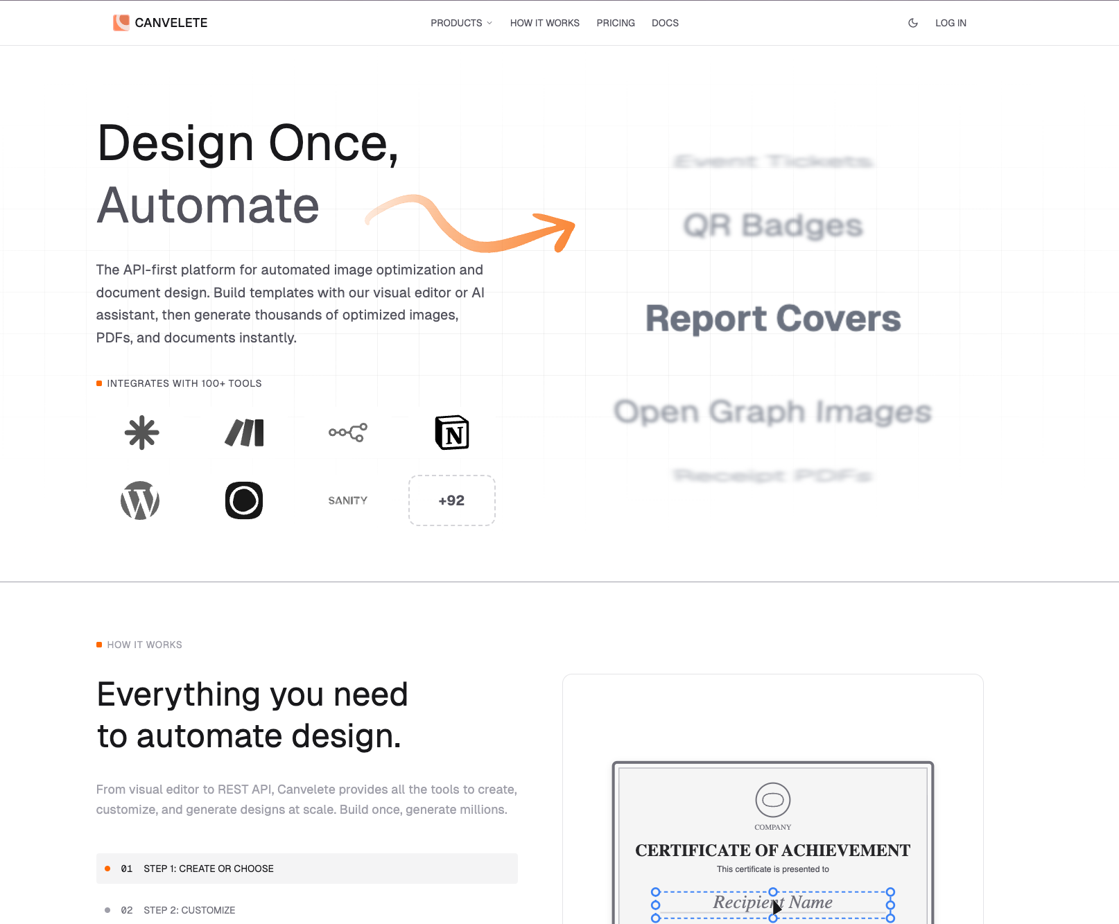 Canvelete Landing Page