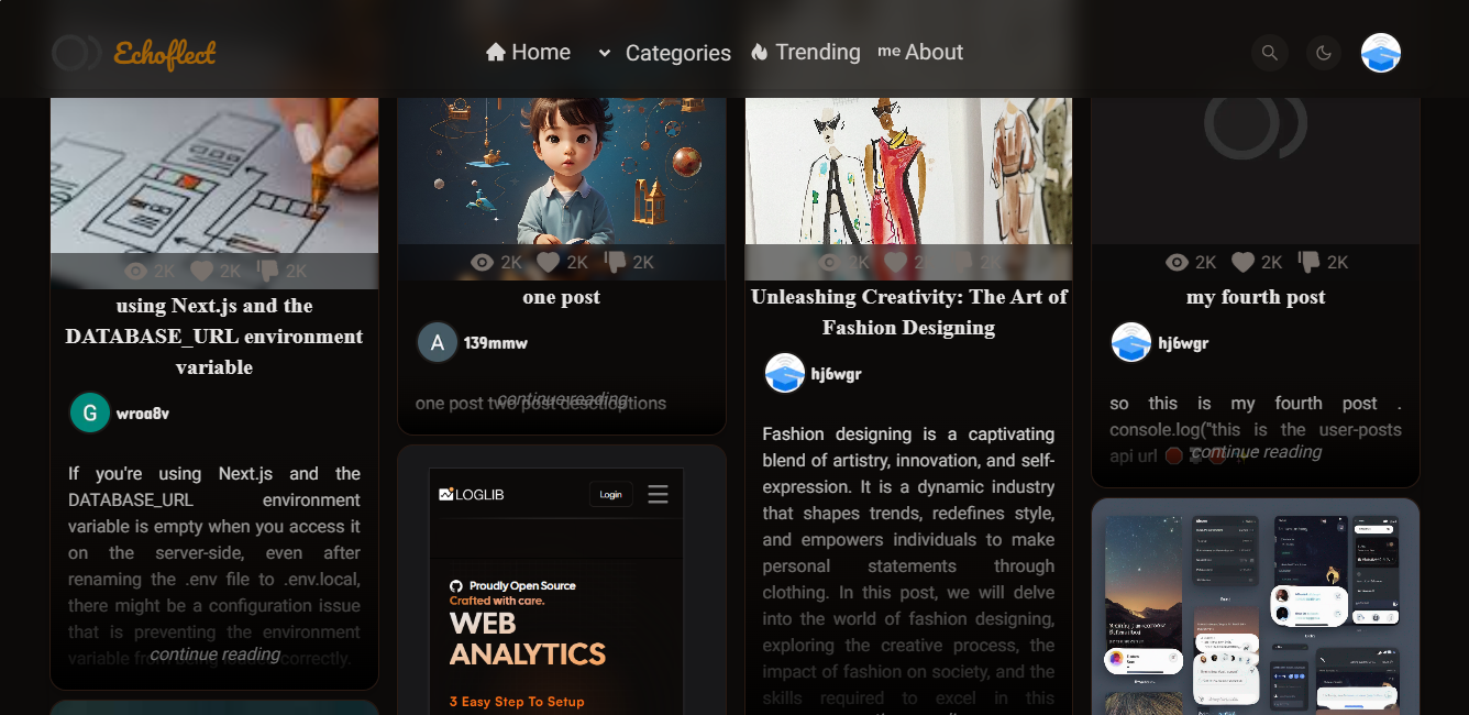 posts page of echoflect