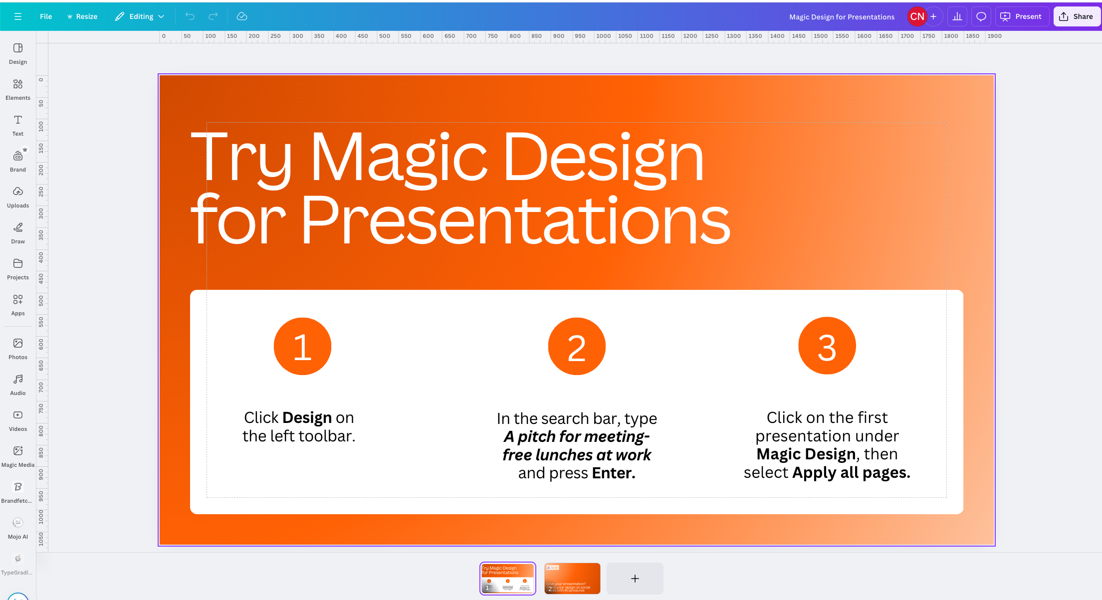 Screenshot of Canva Dash