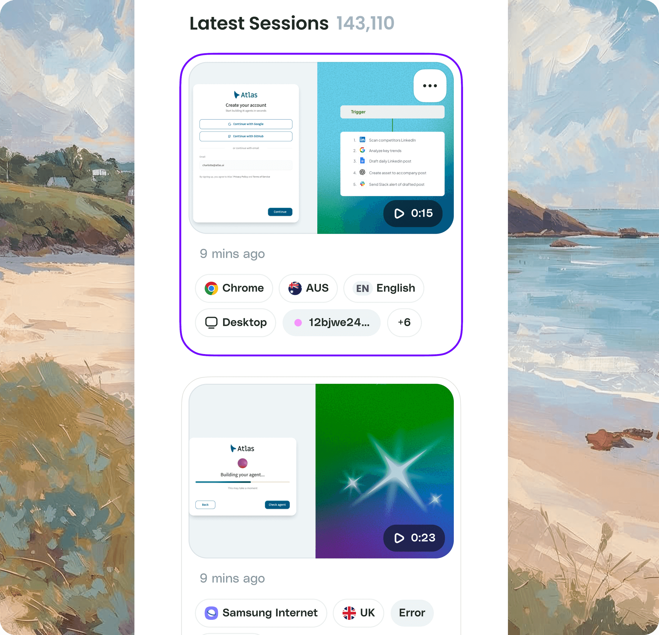 Track behavior across segments