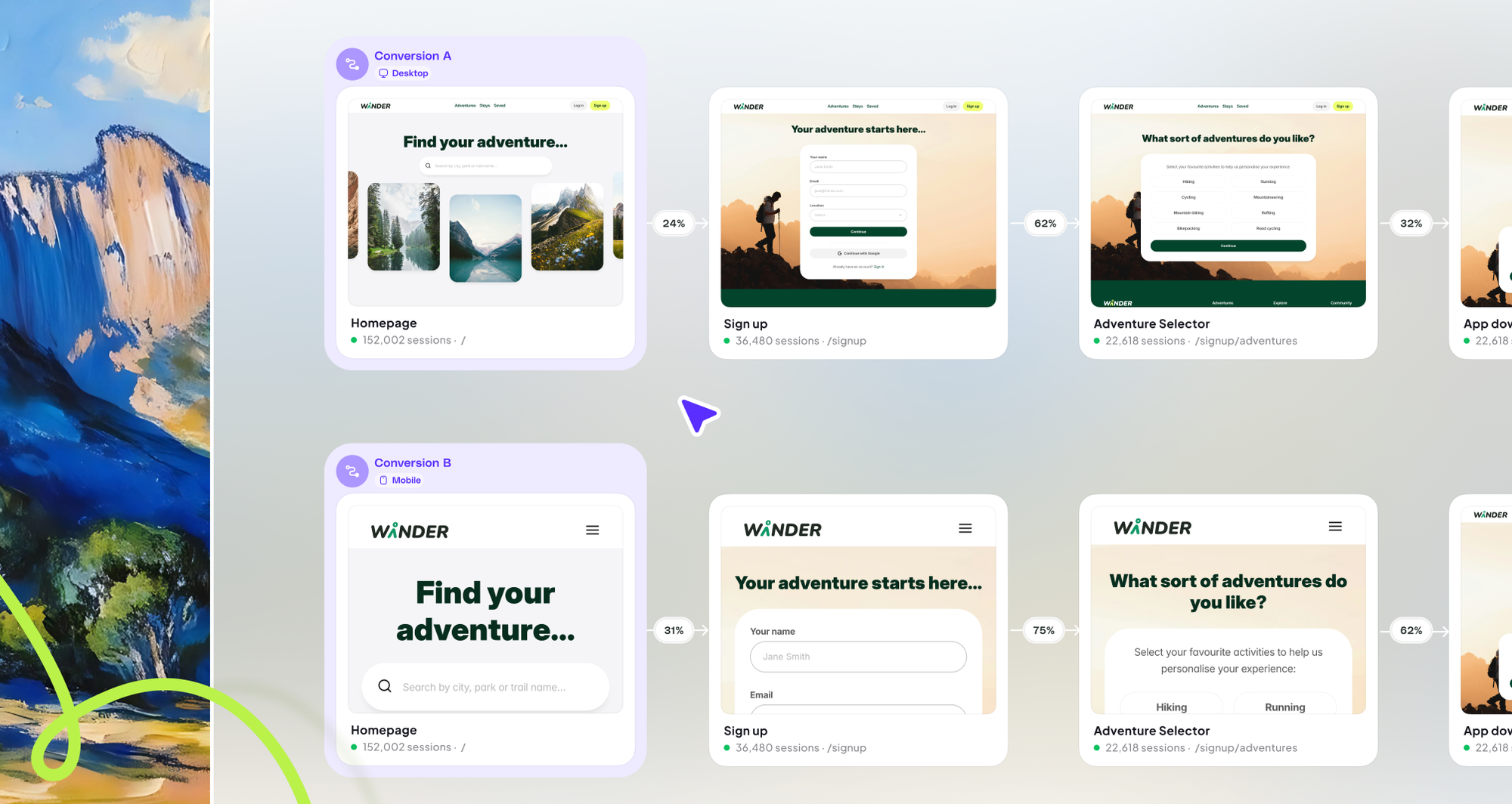 Compare journeys side-by-side illustration