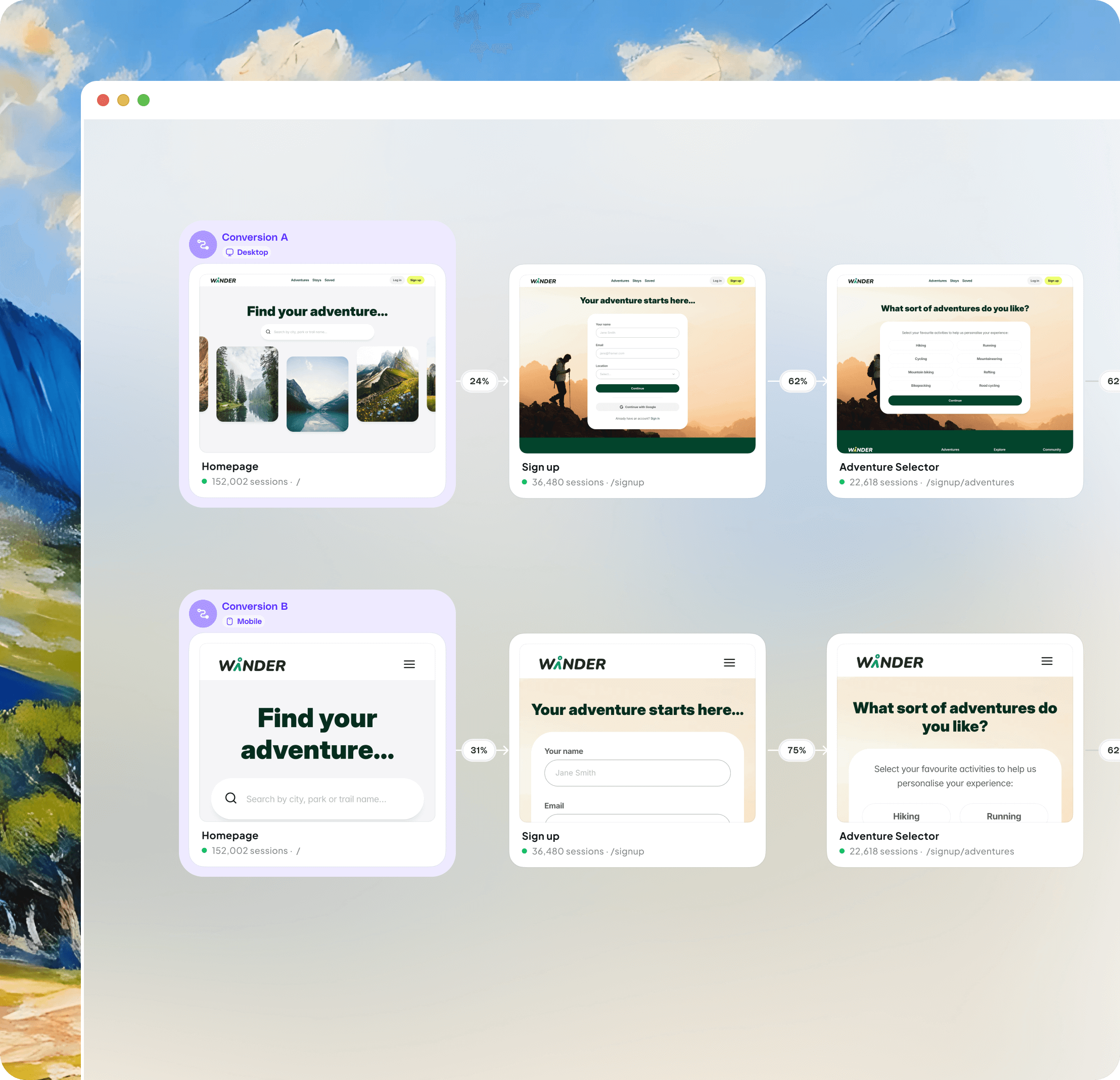 Compare journeys side-by-side illustration