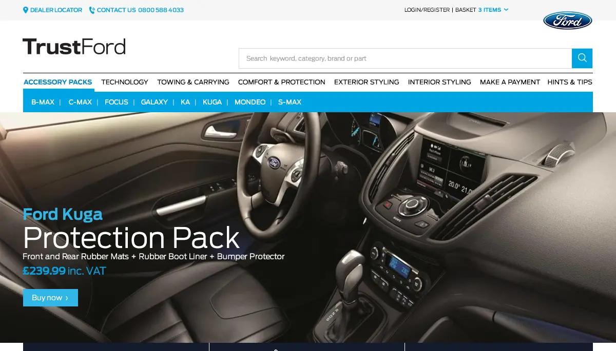 Trust Ford ecommerce website homepage