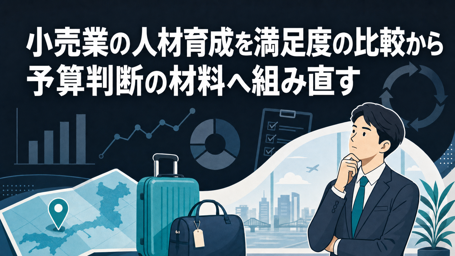 小売業の人材育成を満足度の比較から予算判断の材料へ組み直すの内容を表すビジネス研修のイメージ