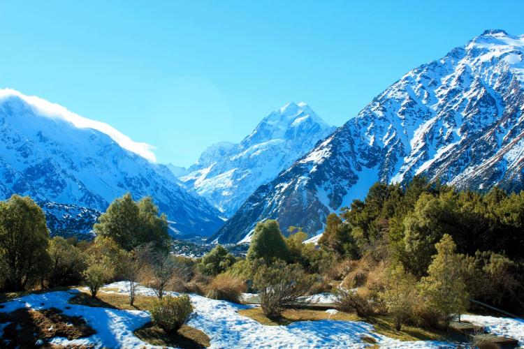 Mt Cook covered in snow