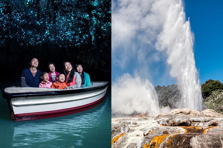 Highlights of the Waitomo Caves and Rotorua tour with Te Puia