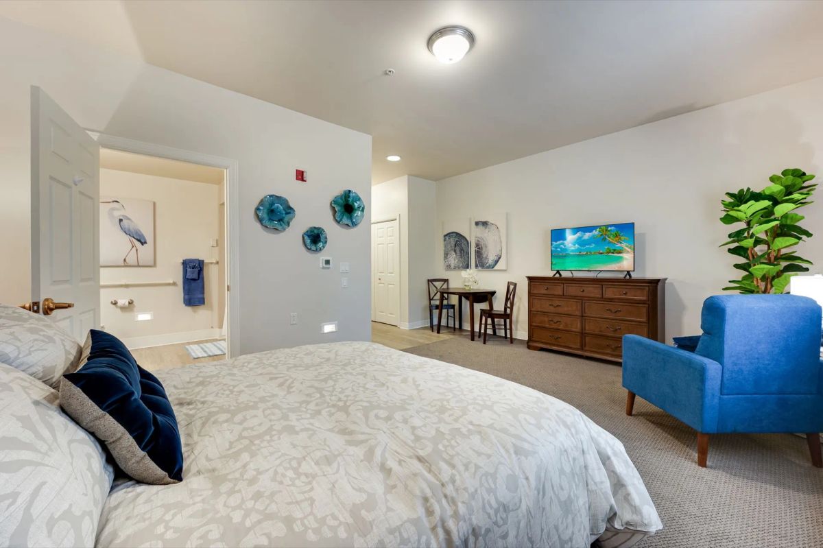 Apartment kitchenette at Bear Creek in Lakewood for assisted living daily convenience.