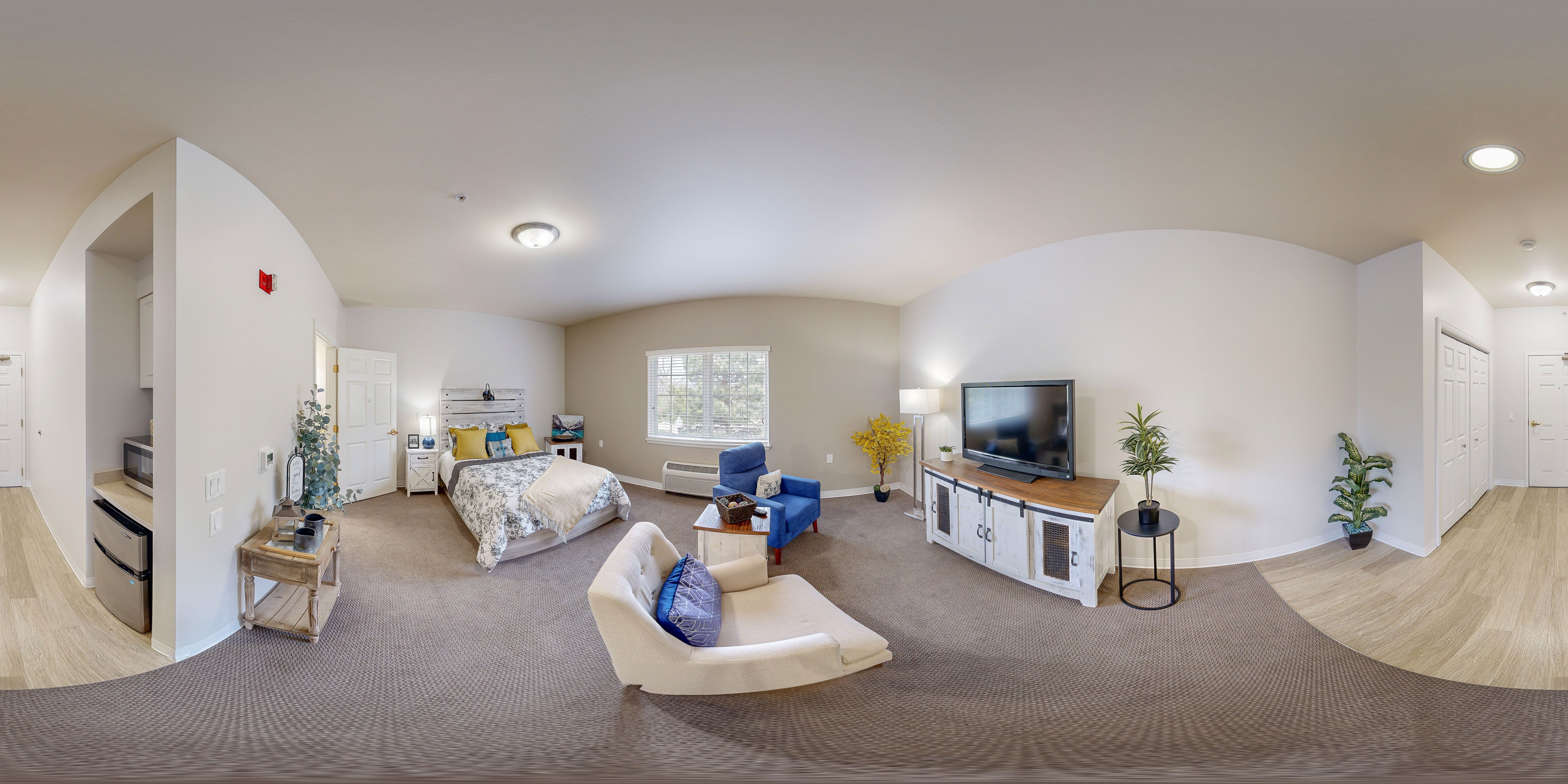 360 panorama of a resident suite at Bear Creek