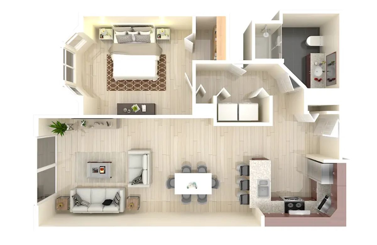 Independent Living - One Bedroom apartment floor plan layout