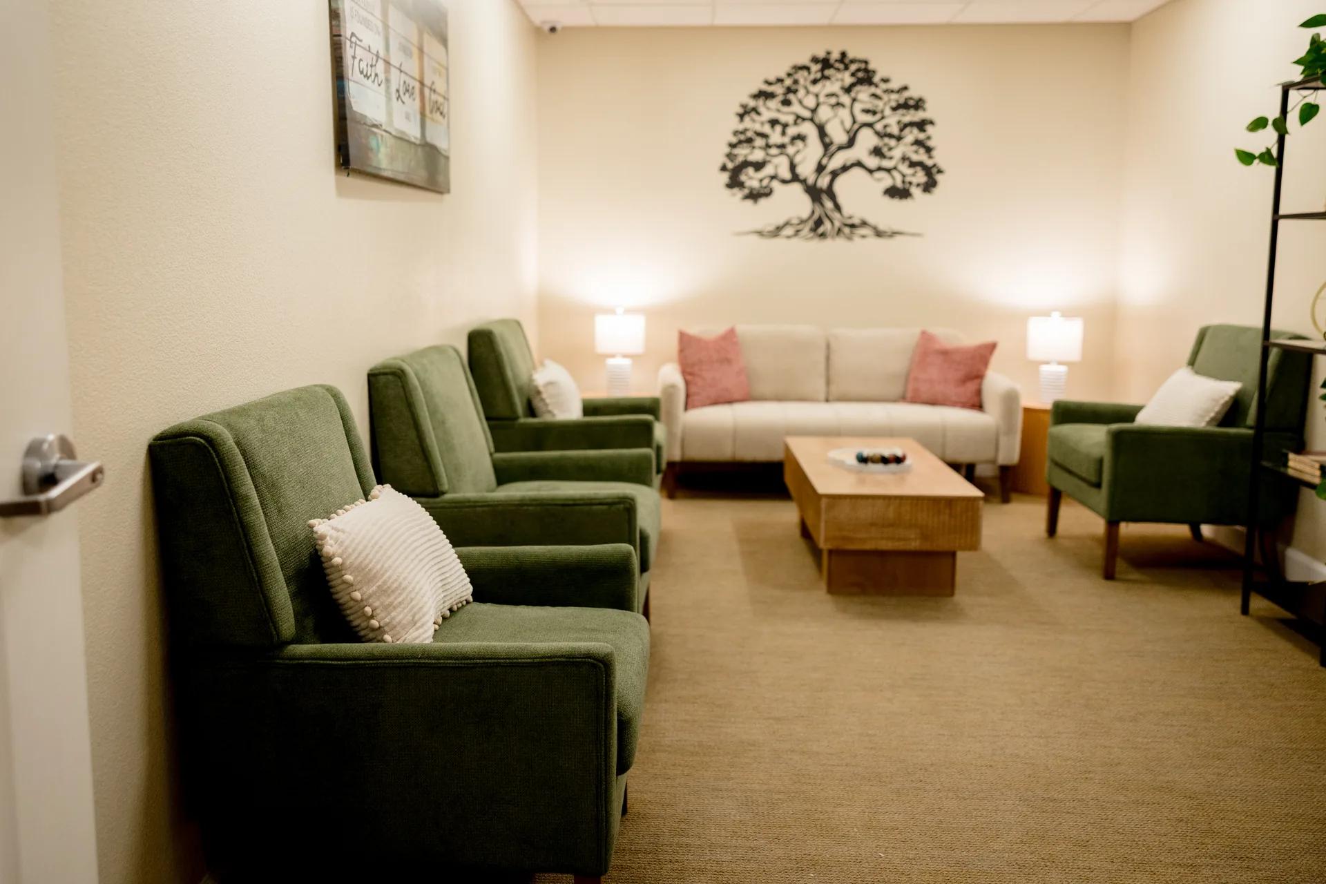 Wide view of the quiet seating area in the Stonebridge Senior meditation room