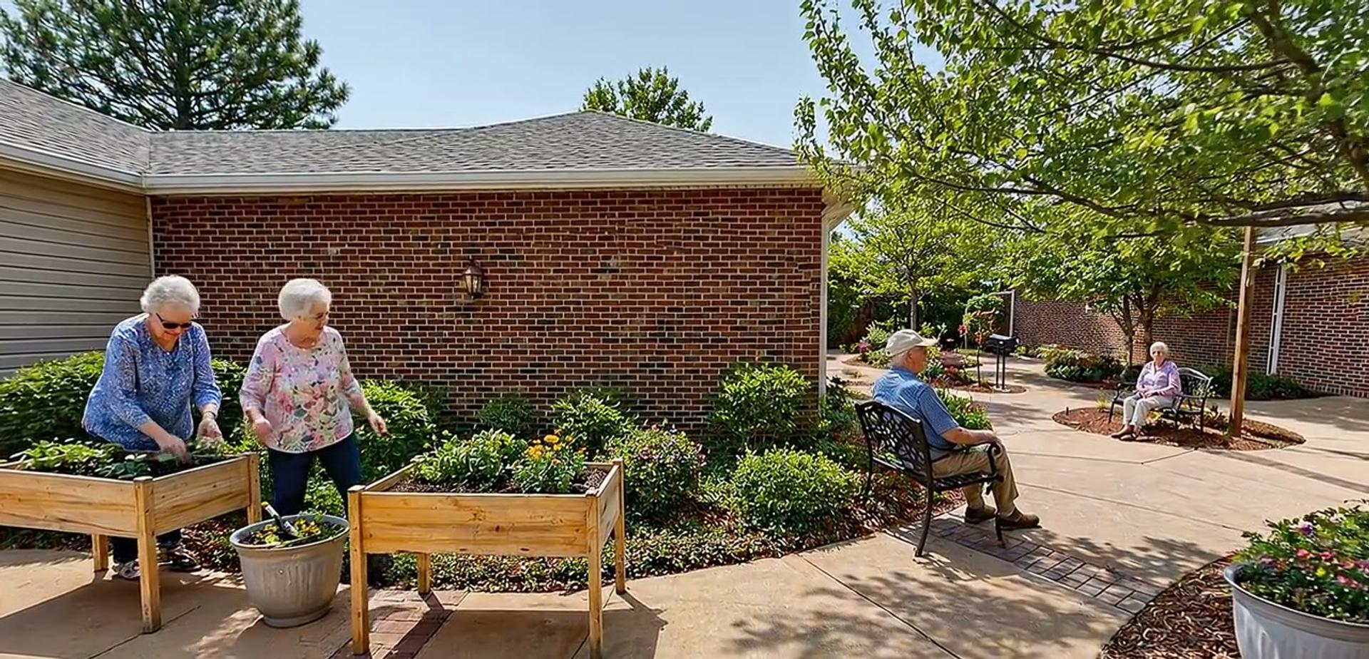 Bear Creek resident gardening on a sunny day