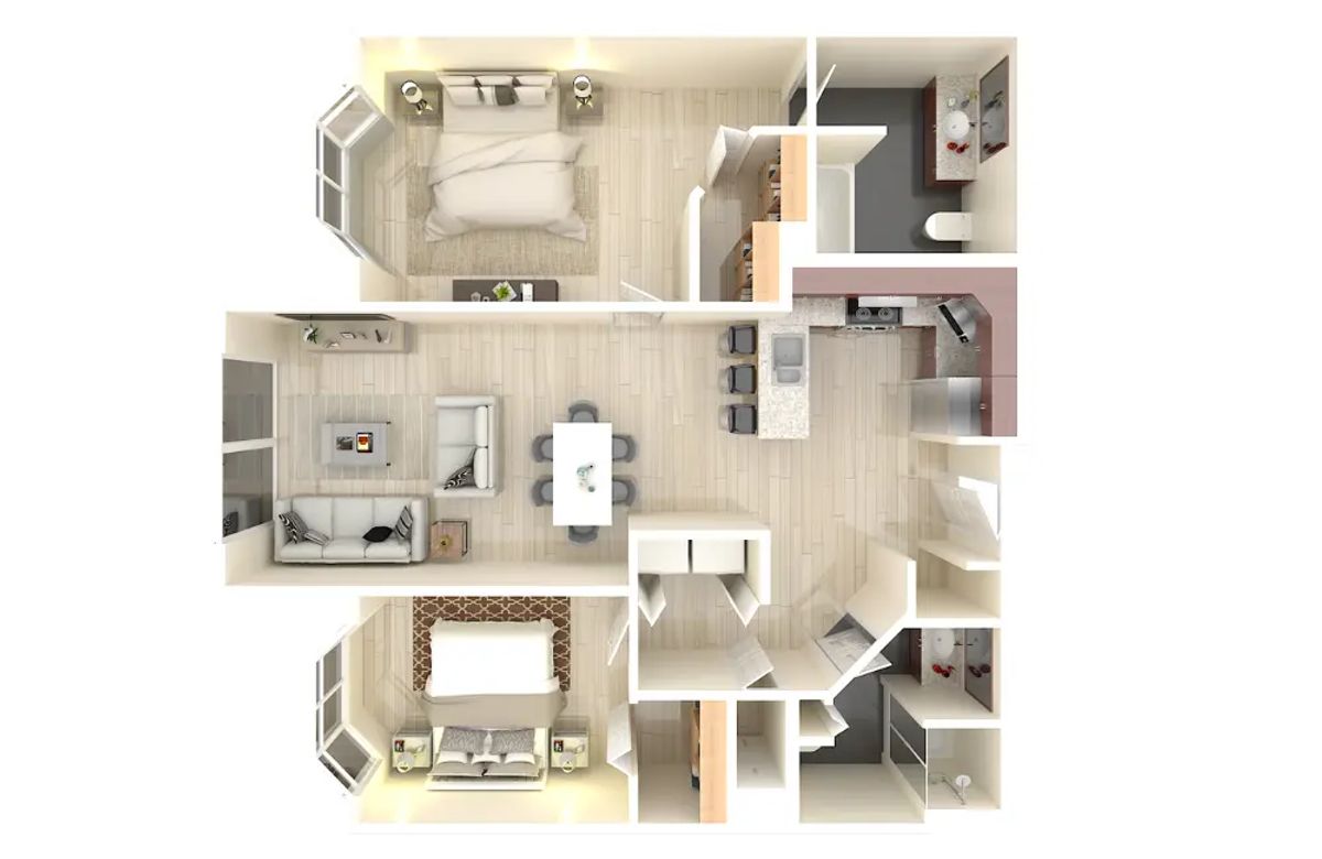 Independent Living - Two Bedroom apartment floor plan layout