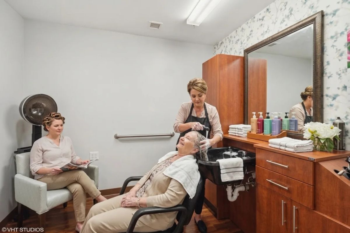 On-site salon service at Bear Creek in Lakewood for assisted living and memory care residents.