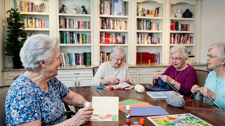 Gardens at Columbine residents enjoying a craft activity together