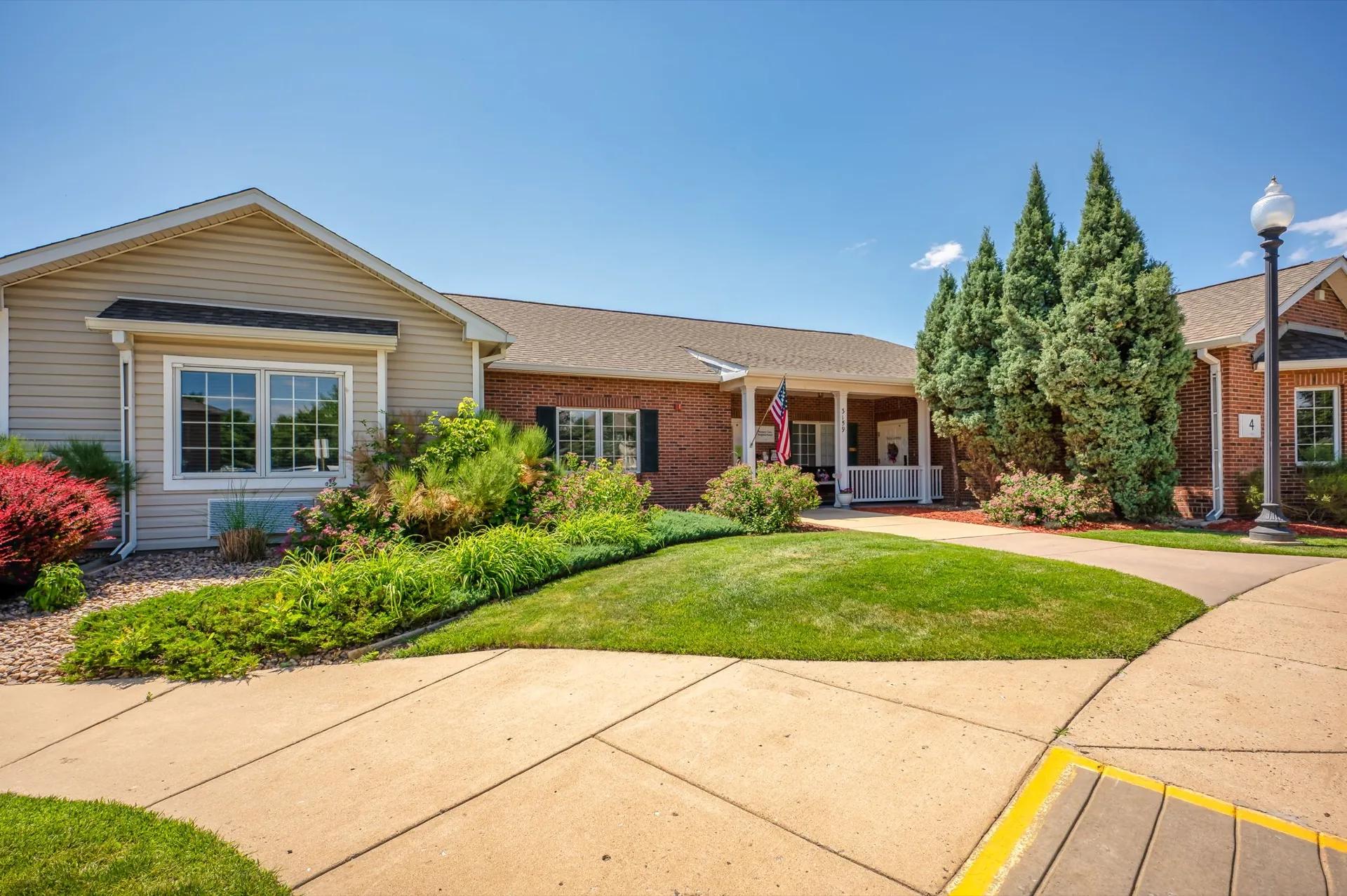 Exterior walkways at Bear Creek in Lakewood for assisted living and memory care residents.