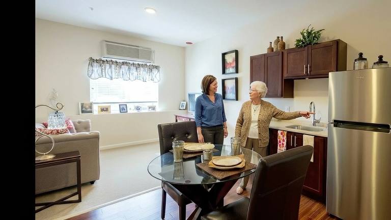 Stonebridge apartment living area with kitchen and dining space